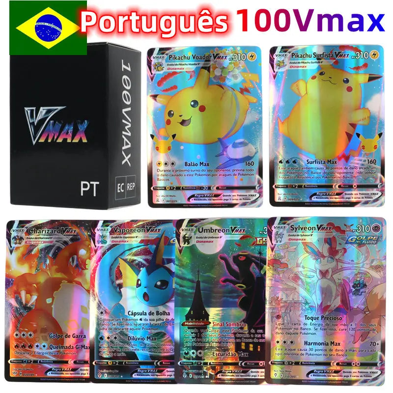 100Pcs Portuguese Holographic Pokémon Cards - Image 7