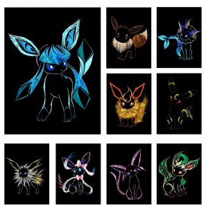 Abstract Pokémon Eeveelutions Wall Art Canvas Poster