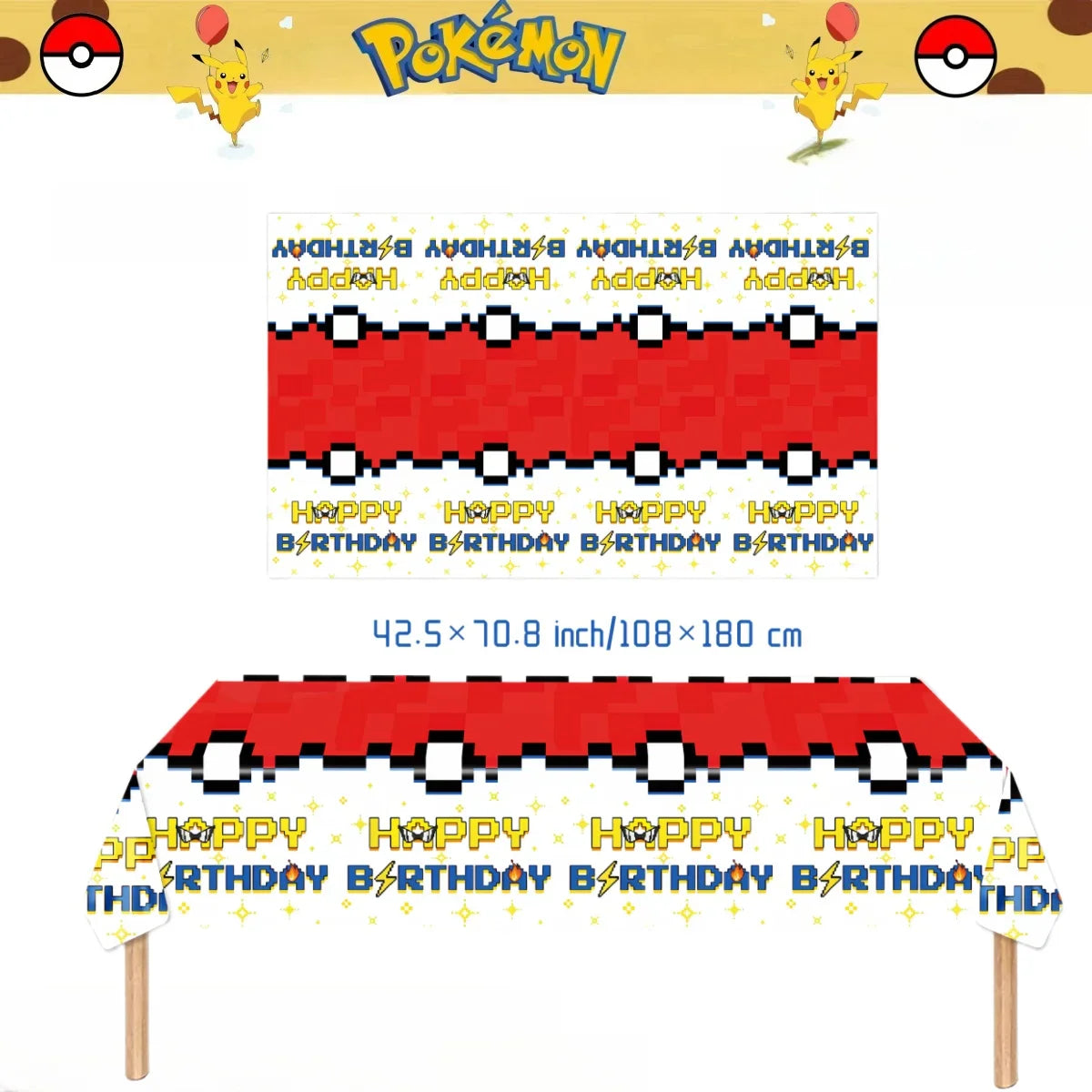 Pokémon Party Tablecloth Colorful Birthday Celebration Decor - Image 11