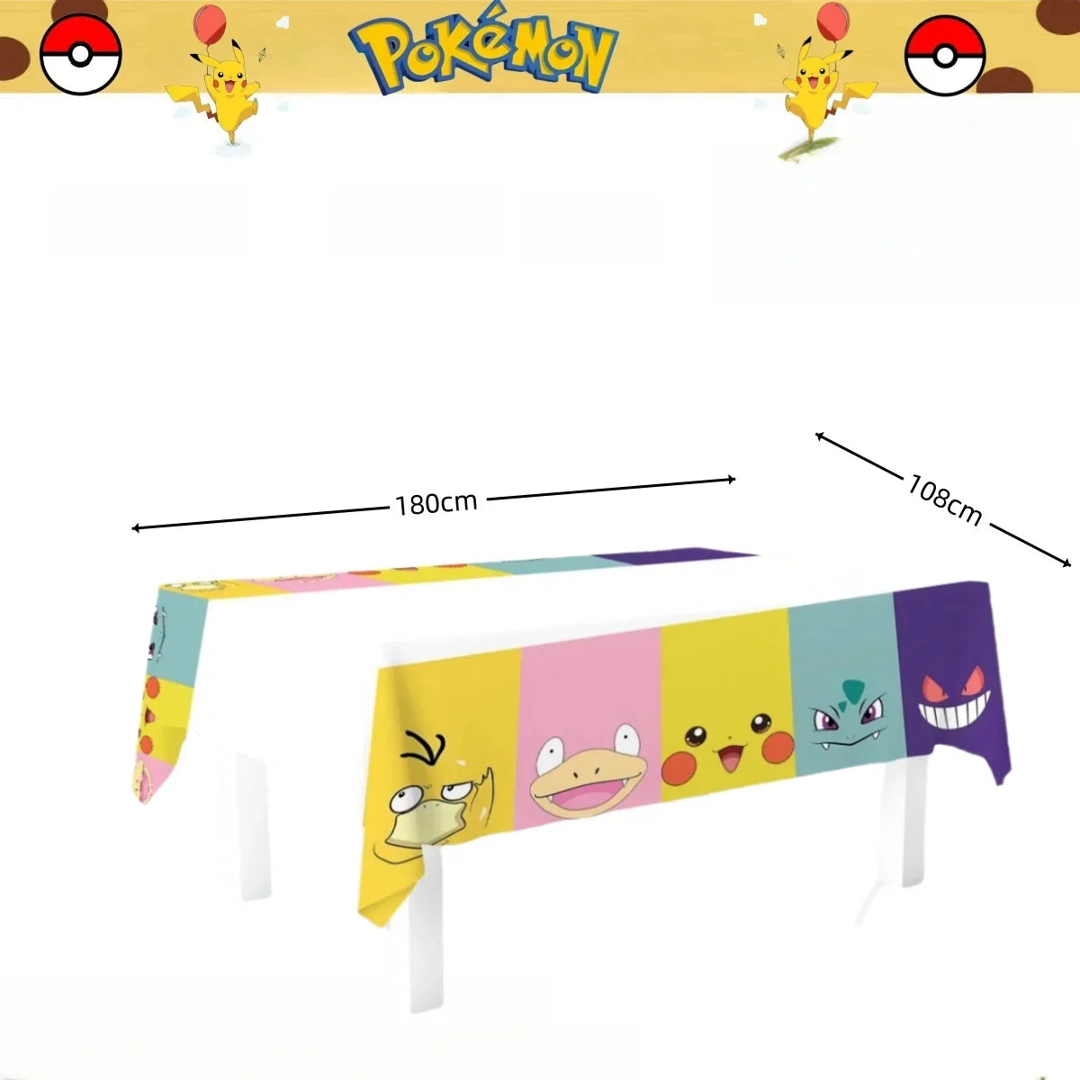 Pokémon Party Tablecloth Colorful Birthday Celebration Decor - Image 3