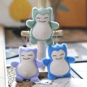 3PCS Pokémon Snorlax Plush Keychains – 12CM Kawaii