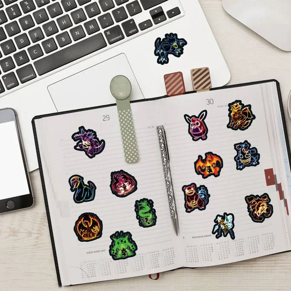 Neon Pokémon Waterproof Anime Sticker Decal Set - Image 5