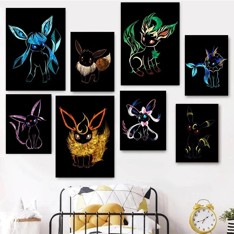 Abstract Pokémon Eeveelutions Wall Art Canvas Poster - Image 2
