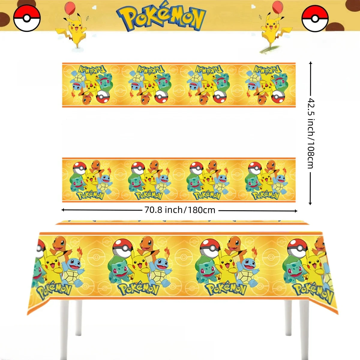 Pokémon Party Tablecloth Colorful Birthday Celebration Decor - Image 5