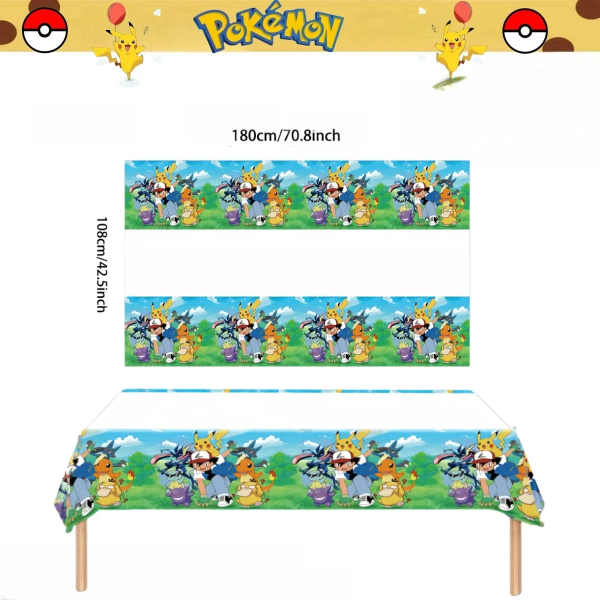 Pokémon Party Tablecloth Colorful Birthday Celebration Decor - Image 4